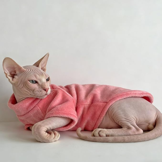 Sphynx Cat Clothes for Cats Only, Warm Sphynx Hairless Cat Clothes Sweaters, Soft Sphinx Cornish Rex and Devon Rex Outfits Costume Pajamas Apparel Christmas Holiday,Blush Pink,2XL