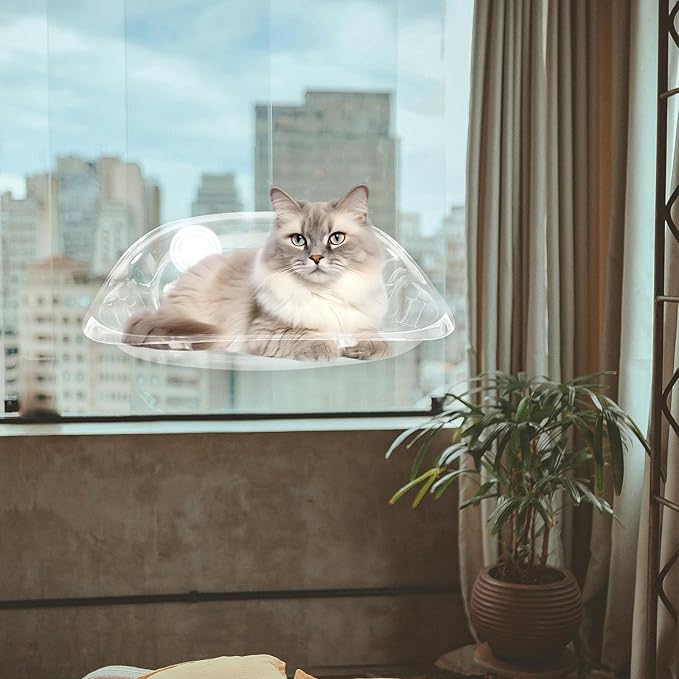 HANABASS Cordless Cat Window Perch Resin Window Cat Hammock Clear Bed for, Seat for s Inside