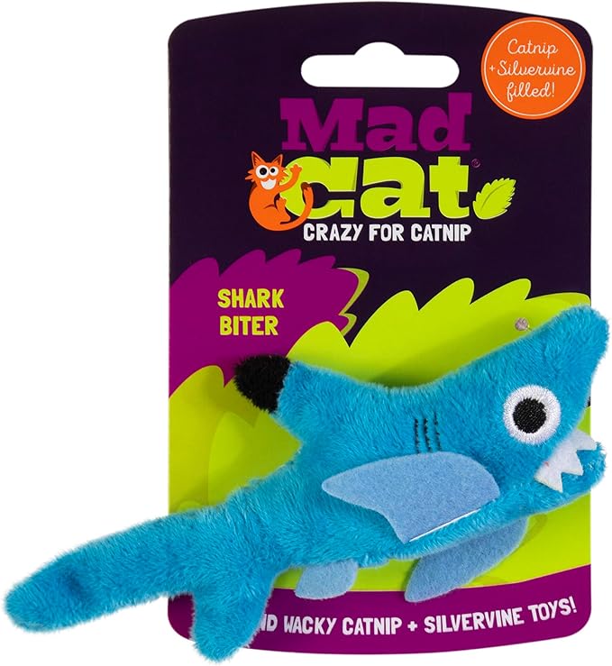 Mad Cat Shark Biter Catnip & Silvervine Cat Toy, Pack of 1