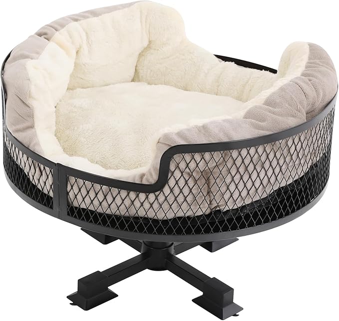 Desk Cat Bed, Stable Stainless Steel Cats Bed with Pad, Modern Pet Furniture Cat Nest, 22Lbs Capacity Desk Stand for Small & Medium Cats & Dog, for Living Room, Study Room, Office