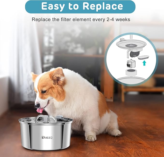 Cat Water Fountain Filters, 4PCS Carbon Filters & 4PCS Pre-Filter Sponges, Pet Water Fountain Filters for 3.2L/108oz Stainless Steel Cat Water Fountain Dog Water Fountain