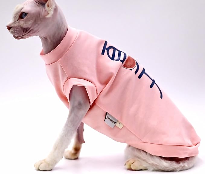 Cotton Sphynx Cat Clothes Spring and Summer Thin High Stretch Hairless Cat Clothes for Devon Rex, Konish Clothes Cat Apparel for Small Cats and Dogs… (Pink, X-Small)