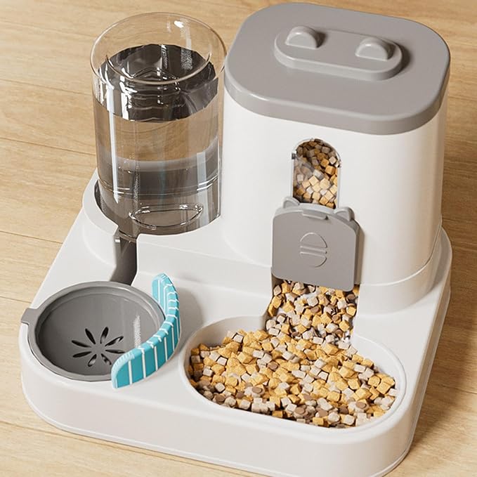 Cat Feeder and Water Dispenser Automatic Pet Food Bowl Waterer Water Feeder