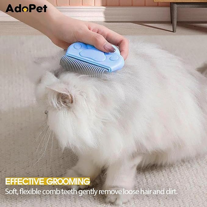 Pet Grooming Comb 2 Pack Paw Shape Brushes for Cats and Dogs – Blue and Pink Portable Massage Comb with Ergonomic Handle – Durable Wear-Resistant Brush for Shedding, Loose Fur, Tangles and Dander