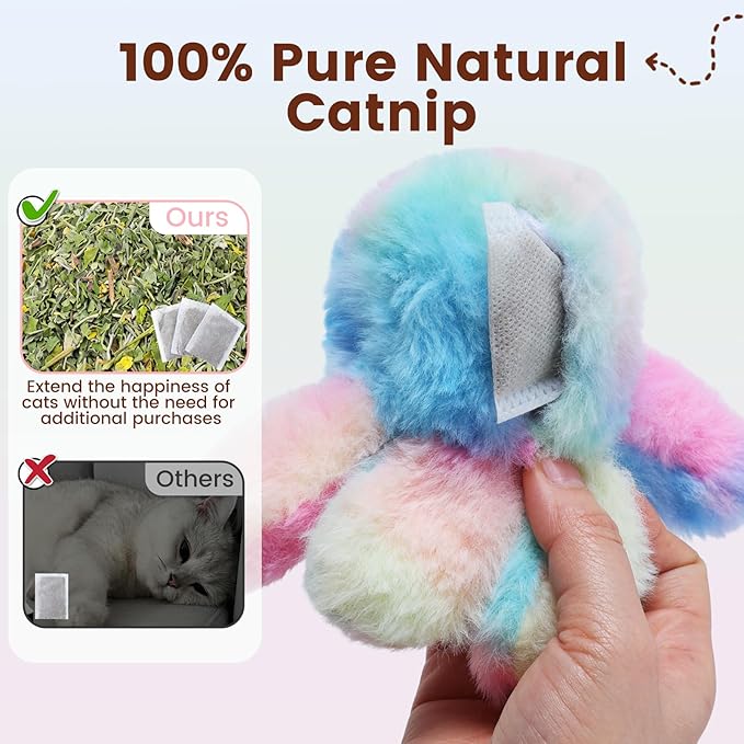 3 Pack Flapping Cat Toys with Catnip *3, Cat Plush Toy w/ Chirp & Crinkle Paper, USB-chargeable Floppy Wiggle fish for Bored Cats,Interactive Kitty Exercise Toy, Indoor Cats & Kitten Moving Kicker