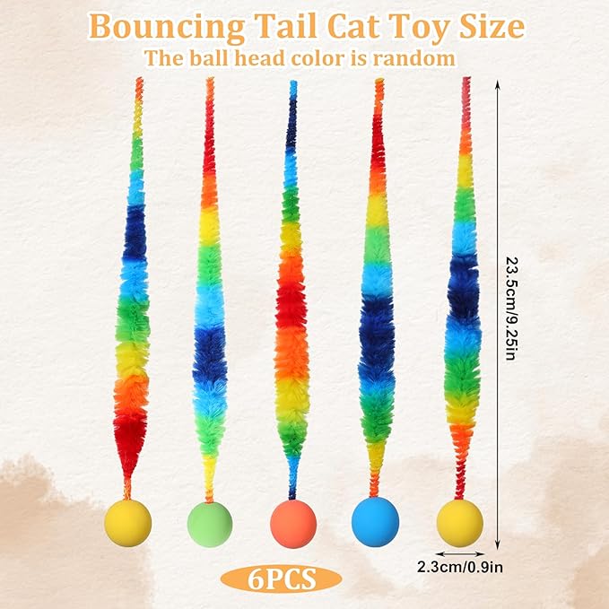 QfwdfcTrenz 5 Pcs Fuzzy Balls for Cats Bouncy Ball Colorful Fuzzy Bouncy Cat Balls Toy FuzzyWorms Pom Pom Cat Toys (Ball Colors are Random)