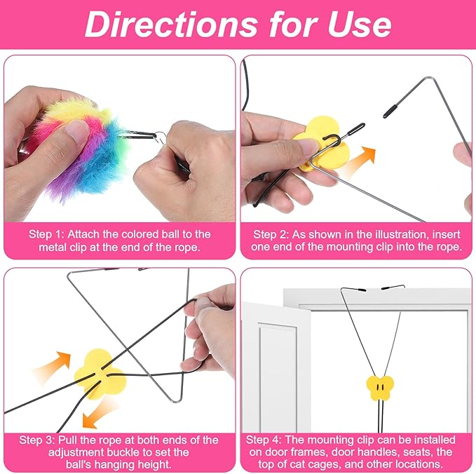 Cat Door Toy Interactive Cat Toys Door Hanging Cats Toys Cat Teaser Toy for Indoor Cats Kitten Exercise Self Play Toy Make Fun Excecise