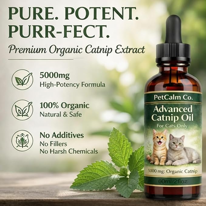 PetCalm Co. Catnip Oil — Daily Wellness for Cats (60 Ml / 2 Fl Oz)
