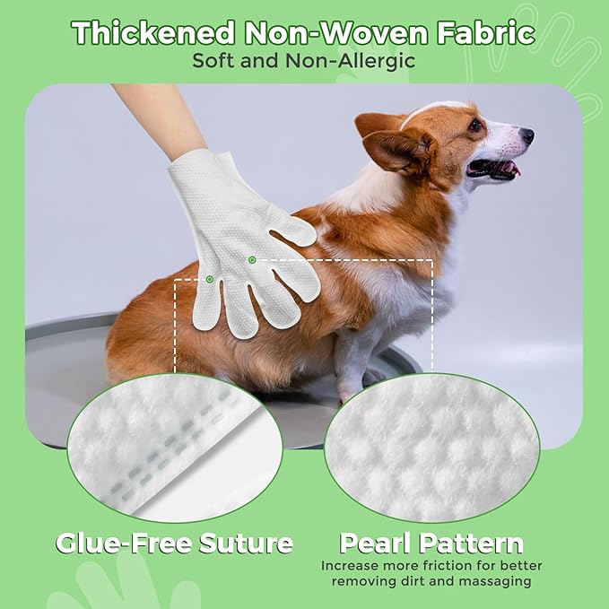 Vannon Extra Thick Pet Bathing Wipes for Dogs & Cats, Cleaning & Odor-Controlling Grooming Gloves, Nourish Fur Glove Wipes for Daily Care and Traveling, Rinse Free, Coconut Scent, 6 PCS