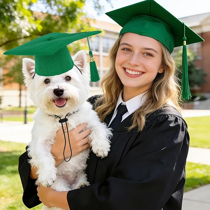 JULMELON Class of 2026 Graduation Cap with Tassel for Pets Cat Graduation Caps Adjustable Mini Black Hat for Small Dogs Cats Graduation Party Celebrations Pet Accessory