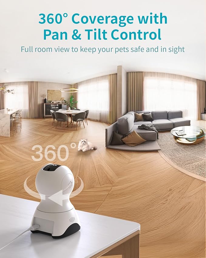 VIMTAG 2.5K Pan/Tilt Cameras for Home Security, Wired Indoor Camera for Pet/Dog/Cat/Baby/Nanny with Phone App, Motion Tracking, Night Vision, 2-Way Audio, AI Detection, 5GHz/2.4GHz WiFi, Works w/Alexa