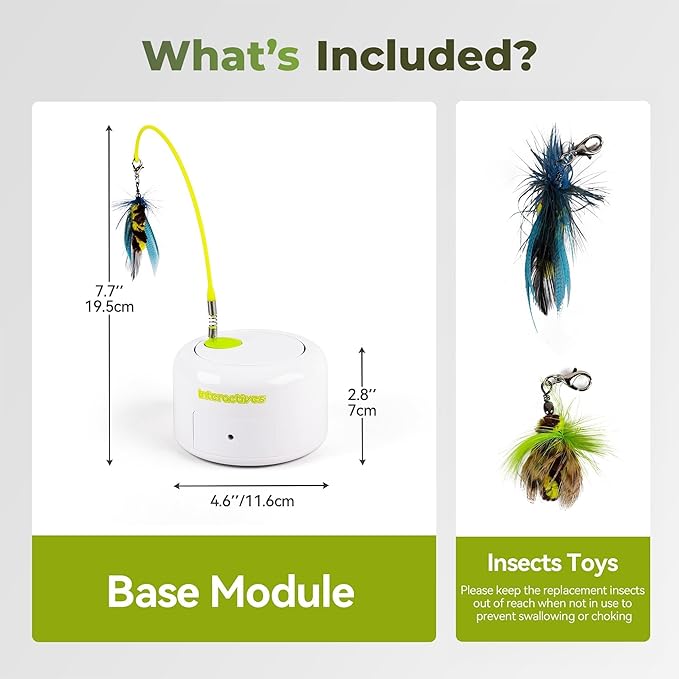 ALL FOR PAWS Interactive Cat Toy, Automatic Cat Toys with Flying Bug for Indoor Bored Cats, Cat Motion Activated Toys, Electric Cat Teaser Flying Feather Wand