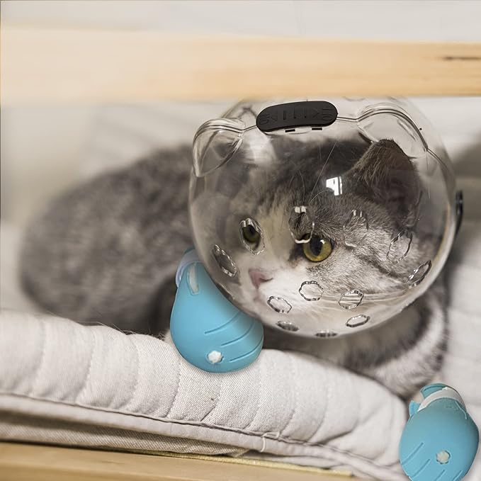 Cat Muzzle for Grooming with Silicone Claw Cover, Adjustable Cat Hood Mask for Bathing Shaving Pet Tools, Anti Bite Air Bubble Helmet