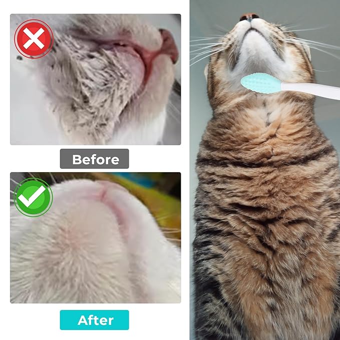 LLOUSSAK 4Pcs Cat Acne Chin Treatment, Black Seed Brush Soft Silicone Cat Grooming Scraper Brush, Double-sided Silicone Cleaning Brushes Cats Chin Acne & Blackhead Exfoliation
