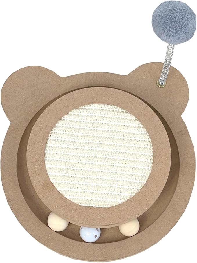 Cute Cat Scratcher,Interactive Scratcher Toys for Indoor Cats and Kitten Natural Sisal Cat Scratch Mats Track Balls Spring Toy