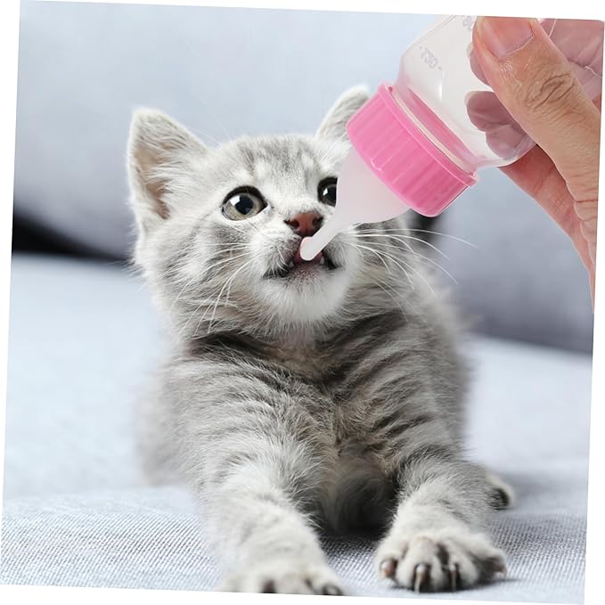 2Pcs Kitten Feeding Bottles Plastic Pet Nursing Bottles for Cats and Puppies Lightweight and Portable for Safe Feeding and Weaning Includes Replaceable Nipples