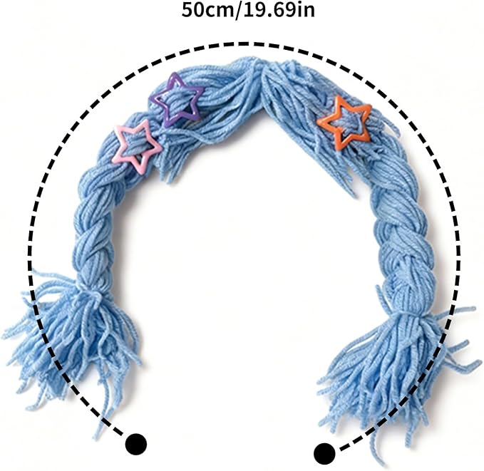 Cat Wig for Small Dogs & Pets, Cute Braided Yarn Costume, Funny Birthday Outfit Clothes, Soft Lightweight Accessory for Photos, Party Props and Daily Wear (Green)