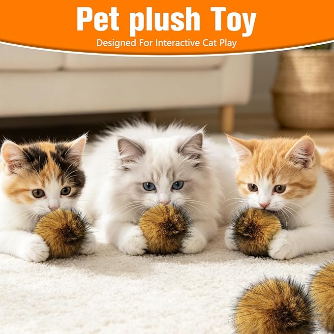 5pcs Cat Toy Faux Rabbit Fur Ball,Soft Fluffy Rabbit Fur Catnip Ball,Washable & Fun to Chase for Interactive Bonding