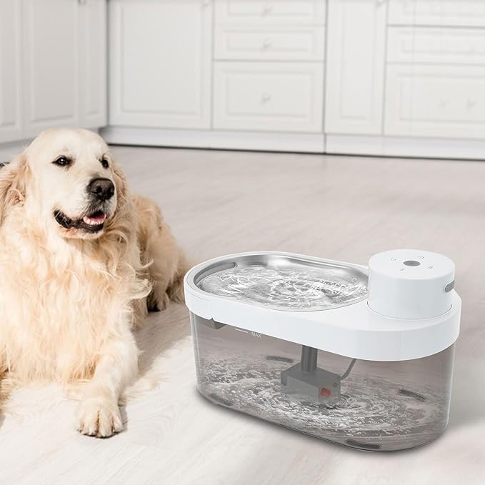 Cat Water Fountain, 140oz/4L Cat Fountain Battery Operated with Filters, 5000mAh Battery, Automatic Pet Water Fountain for Cats, Dogs, Multiple Pets Easy Clean (White)