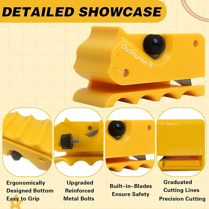 2PCS Cardboard Cutter for Cat Scratchers, DIY Cardboard Strip Cutter with 20 Spare Precision Inserts & Craft Knife for Custom Cat Beds, Furniture & Scratch Pads (Red & Yellow)