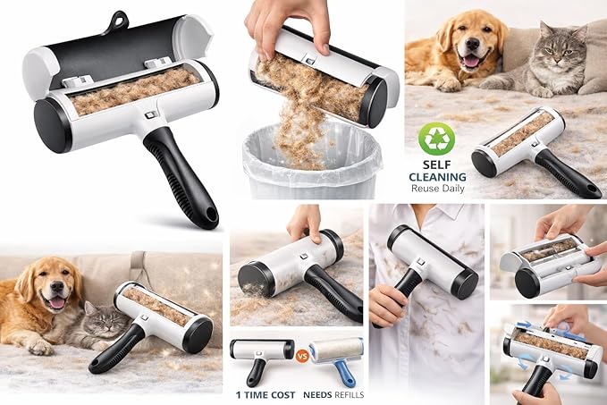 Pet Hair Remover, Reusable Lint Roller for Pet Hair, Cat Hair Remover, Fur Remover Roller, Dog Hair Remover, Pet Lint Roller, Cat Fur Removal from Furniture, Carpets, Couch, Sofa, Bedding & Clothes