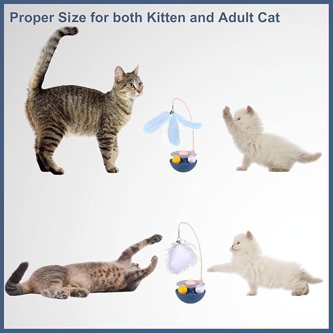 Interactive Cat Feather Toys, Catnip, Track Balls, Cat Teaser for Indoor Cats and Kittens Exercise (Indigo)