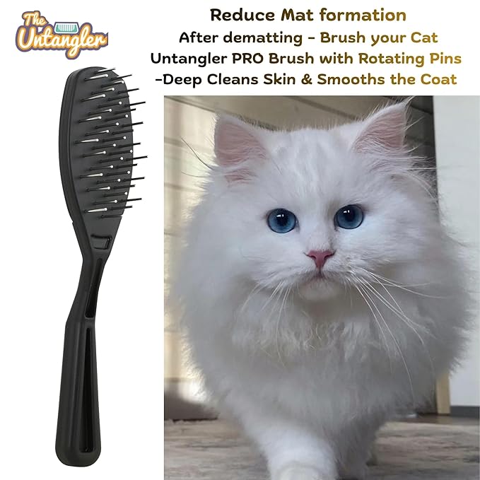Cat Comb - 7" Dual-Spaced Rotating Teeth Comb, Blue - Stimulates Natural Oil Production, Prevents Static Build Up, Made in USA, Vet Recommended, Hand Assembled