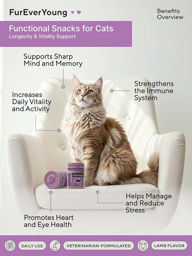 Vitamin Treats for Senior Cats: Immune Health, Longevity, Brain Function, Vision & Overall Vitality in Aging Cats (30 Days Supply)