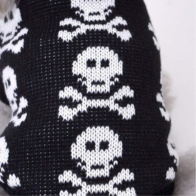 S-Lifeeling Skull Dog Sweater Holiday Halloween Christmas Pet Clothes Soft Comfortable Dog Clothes - Black,XXL