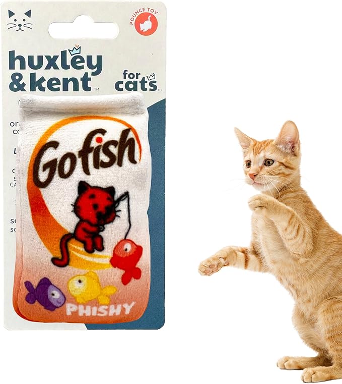 Huxley & Kent Plush Cat Toy - Interactive Catnip Toy for Cats & Kittens - Soft with Crinkle & Catnip - Fun Indoor Play - Go Fish Phishy