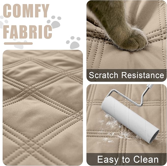 Smiry Waterproof Dog Bed Cover Blanket 40x80, Soft Reversible Pet Blanket, Washable Leakproof Cats Dogs Couch Cover for Sofa, Couch, Furniture, Taupe/Beige