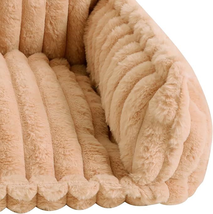 Plush Pet Couch, Soft Cat Bed with Bolster, Comfortable Pet Sofa for Indoor Lounging, Washable Cover, Large Size, Perfect for Medium to Large Breeds (Camel)