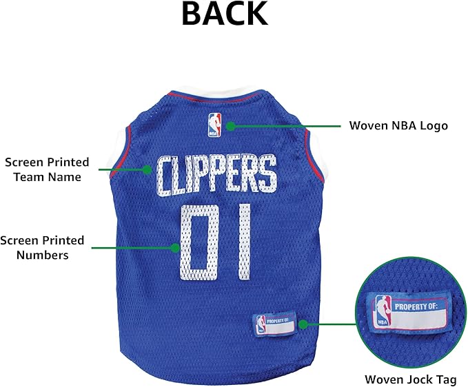Pets First NBA LOS ANGELES CLIPPERS DOG Jersey, X-Small - Tank Top Basketball Pet Jersey
