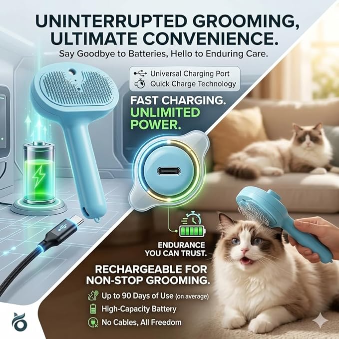 YFL Cat Steam Brush for Indoor Cats & Dogs, Self Cleaning Cat Brush for Shedding, Mist Spray Grooming Comb, USB Rechargeable Anti-Static Deshedding Tool for Long & Short Hair Pets