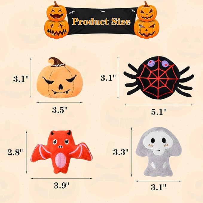 8PCS Halloween Catnip Ball Plushie Toy for Cats with Crinkle Paper Halloween Catnip Toys for Kitten