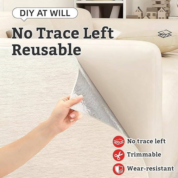 Cat Scratch Furniture Protector,Trimmable Self-Adhesive Cat Scratch Pad,DIY Wall Climbing Cat Scratcher Couch Protector from Cat Claws Scratching Mat Indoor 78.7x11.8in(Beige)