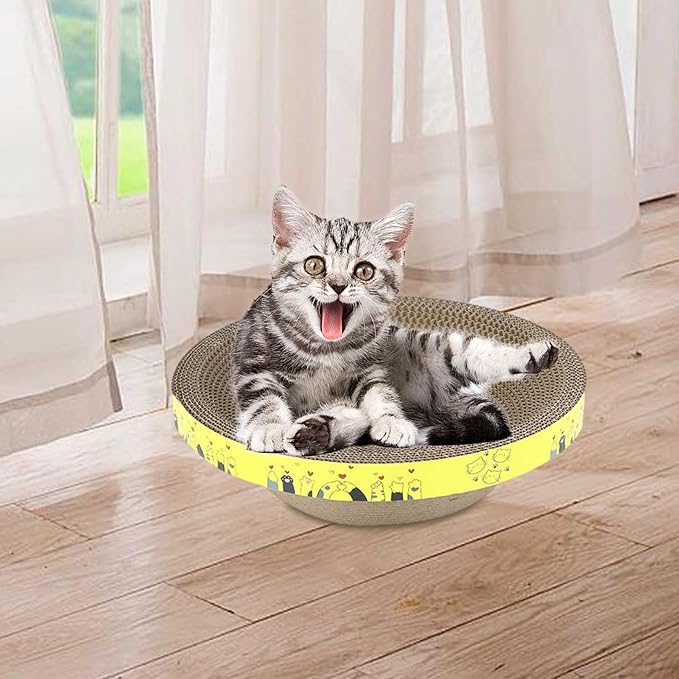 Corrugated Cat Scratcher Bowl – Indoor Multipurpose Scratch Pad | Protects Furniture, Sofa, Wall, Bed, Carpet, Fun Toy for Cats and Kittens, Play, Engaging Pet Entertainment Accessory