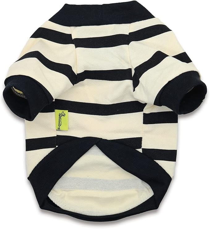 Dog Striped Shirt for Small Dogs Boy Dog Tshirt French Bulldog Terrier Clothes for Boys, Small, Light Yellow
