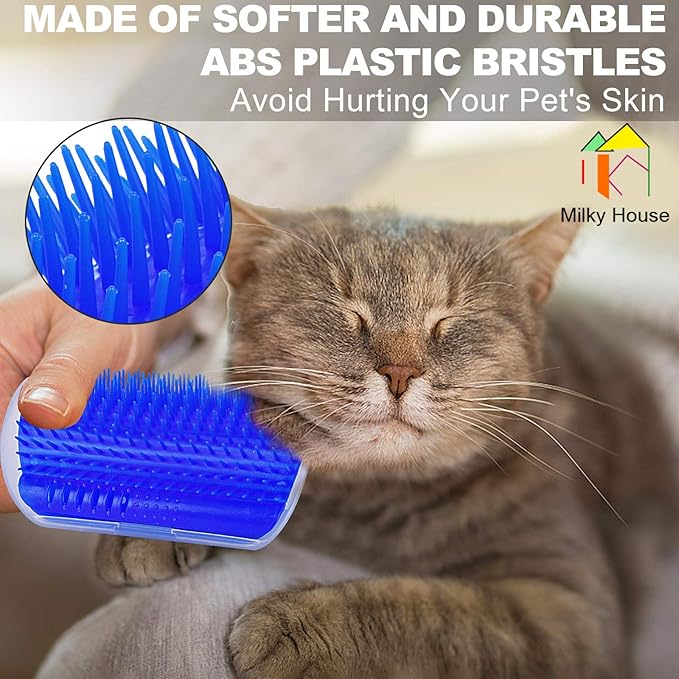 Cat Self Groomer Arch 4PCS Self Cleaning Slicker Brush Upgraded Cat Brushes Wall Corner for Shedding Grooming, Softer Massager Comb Interactive Toy for Short Long Haired Cats Fur Pets Dog Kitten Puppy