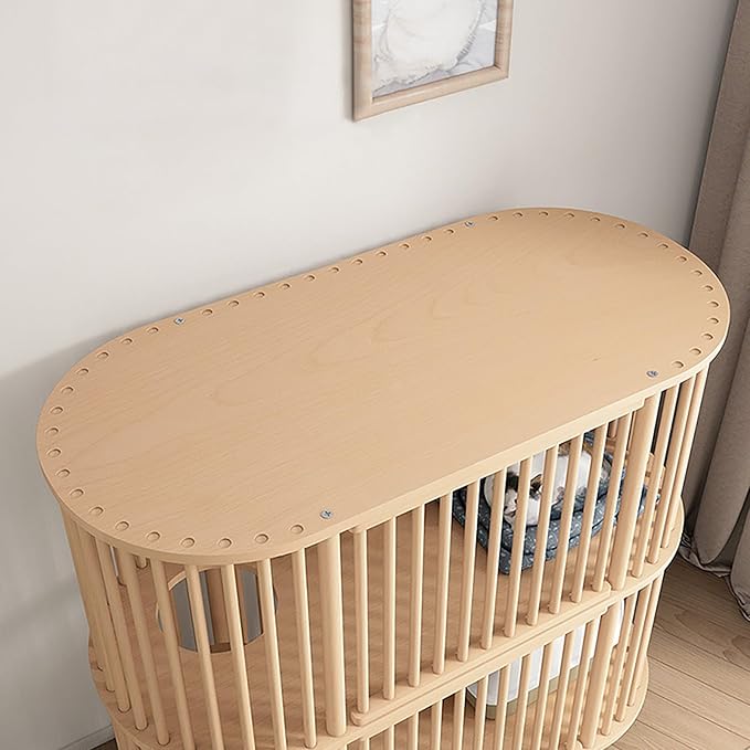 Wooden Cat House, 2 Tier Large Indoor Cat Bed with Scratching Posts, Modern Cat Cage with 6 Wheels, Multi-Level Cozy Pet Furniture for Homes, Pet Stores, Catteries,Balconies