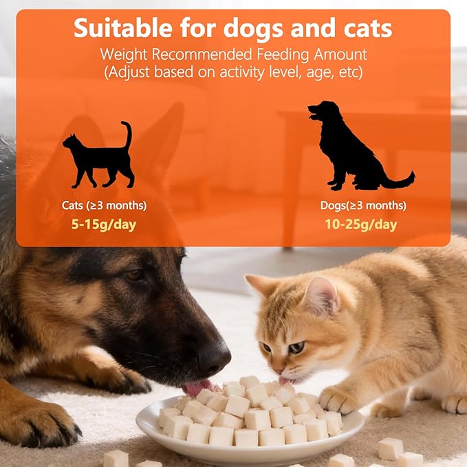 6.35oz/180g Freeze-Dried Chicken Treats for Cats & Dogs, High Protein Single Ingredient, Grain-Free & No Artificial Additives, Healthy Pet Daily Food Companion & Training Reward Snacks