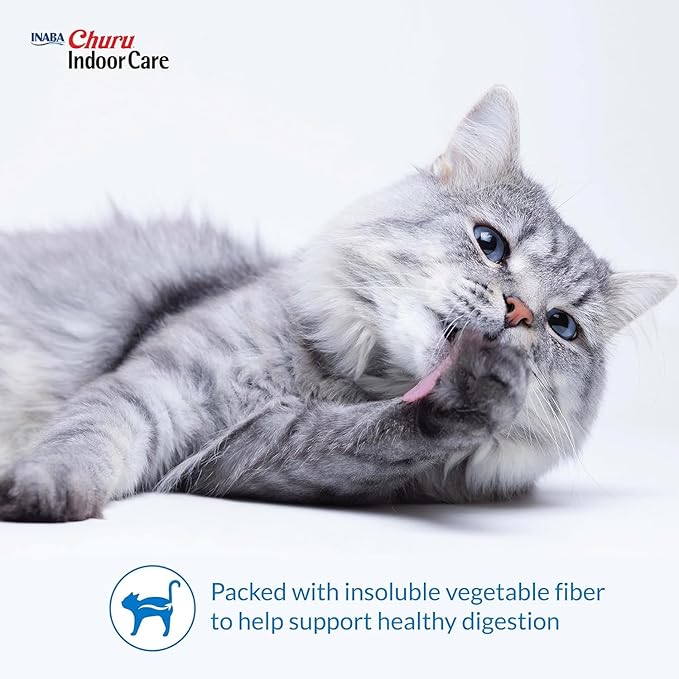 INABA Churu for Cats, Functional, Creamy Lickable Purée Cat Treat for Indoor Care and Hairball Control, 0.5 Ounces Each, 48 Tubes (4 per Pack), 2 Flavor Tuna and Chicken Variety Pack