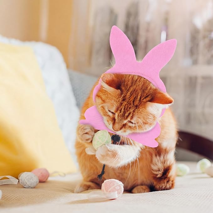 Shinylin 2 Pcs Easter Cat Hats Adjustable Dog Cat Pet Costume Bunny Egg Shaped Hat for Pets and Small Dogs Kitten Puppy Easter Party Costume Accessory Headwear with Festival Elements