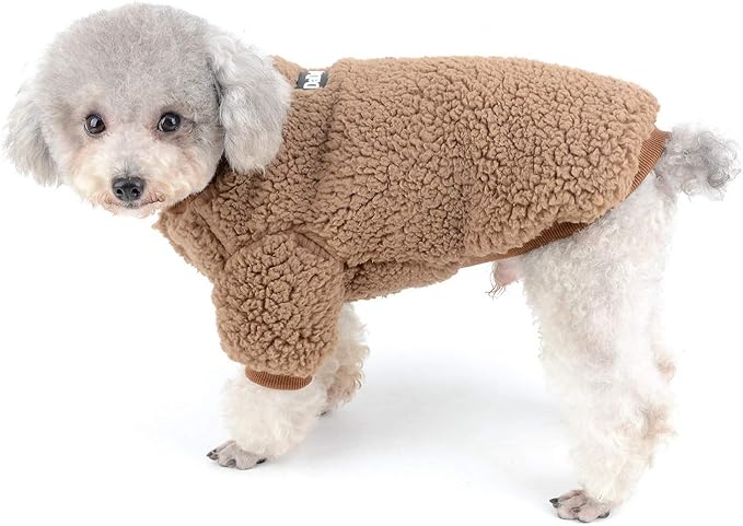 Zunea Sherpa Small Dog Sweater Coat Winter Fleece Puppy Clothes Warm Chihuahua Jacket Jumper Clothing Fall Pet Cat Doggy Boy Girl Shirt Apparel for Cold Weather Brown XXL