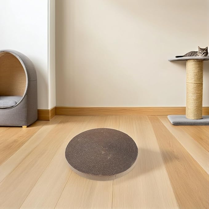 2pcs Cat Scratcher Replacement Pads Circular 34cm Corrugated Cardboard Insert for Cat Scratcher Bed Suitable for Pet Scratching Furniture Refill