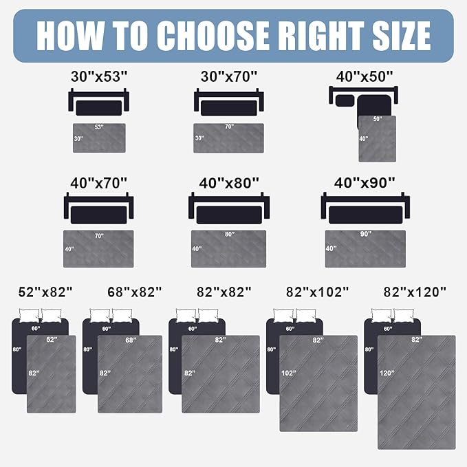 Smiry Waterproof Dog Bed Cover Blanket 30x82, Soft Reversible Pet Blanket, Washable Leakproof Cats Dogs Couch Cover for Sofa, Couch, Furniture, Lattice, Grey/Dark Grey