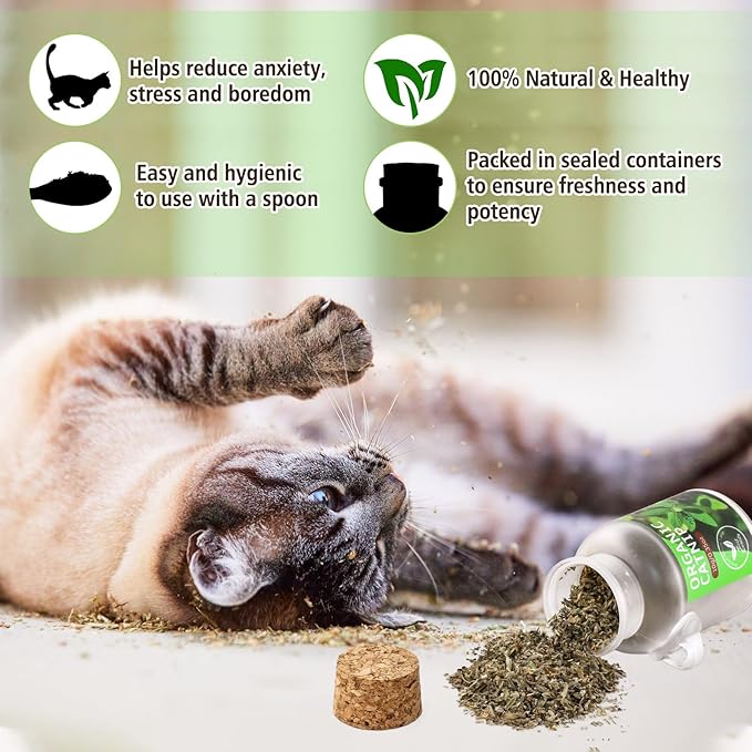 Organic Cat’s Cat nip Natural Dried Catnips Treat Used to Supplement Kitten Interactive Toys Great for Training Redirecting Bad Behaviors