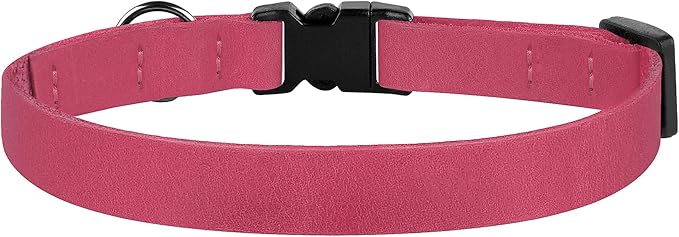 Muromto Breakaway Cat Collar Leather Soft Adjustable Pet Kitten Collars with Bell Pink Brown Blue Green Red (Pink)