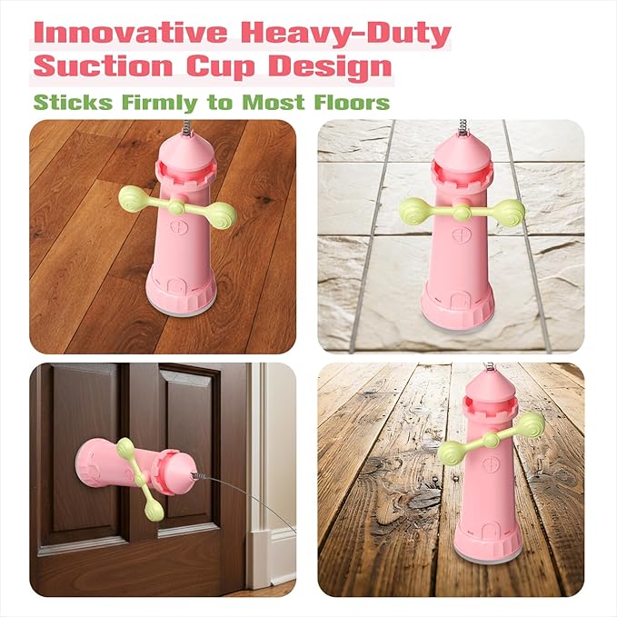 Interactive Cat Toys for Indoor Cats, Hanging Cat Wand Toy for Floor Doorway Window with Powerful Suction Cup Base, Pet Self-Play Enrichment Toy for Bored Cats Kitten(Pink)