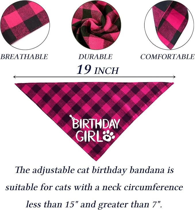 STMK Cat Birthday Party Supplies, Cat Birthday Hat Bandana Bow Tie Collar Number Banner Garland Meow Letter Balloons for Cats Kitten Outfits Decorations (Pink)